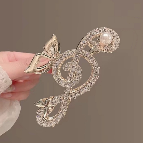 Music Note Claw Hair Clip - Rhinestone - Picture 5 of 10